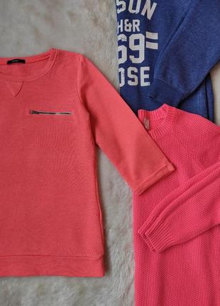 Розовый оранжевый неоновый свитшот джемпер кофта на байке свитер батал большого размера5 фото