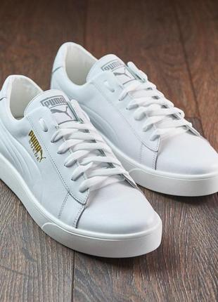 Чоловічі шкіряні білі кеди puma1 фото