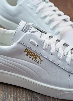 Чоловічі шкіряні білі кеди puma8 фото