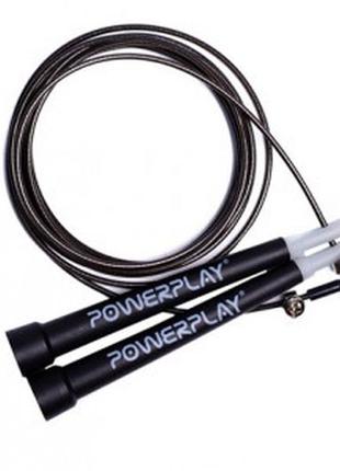 Скакалка швидкісна powerplay 4202 ultra speed rope чорна (2,9m.)