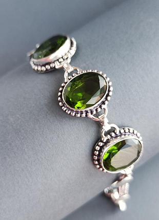 Браслет хризоліт (перидот). браслет з хризоліту. перидот овал. індія.