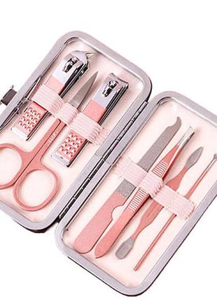 Набір для манікюру та педикюру з нержавіючої сталі на 7 інструментів у чохлі manicure suits