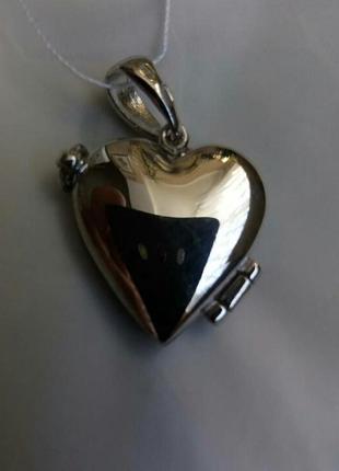 Срібний підвіс серце медальйон3 фото