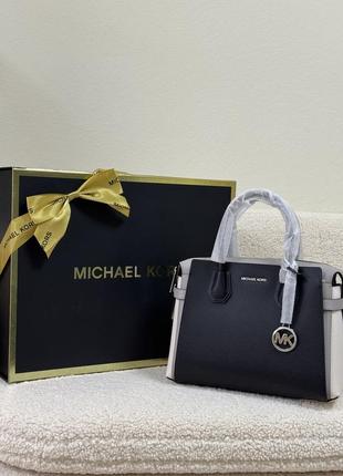 Сумка michael kors mercer medium color-block leather belted satchel