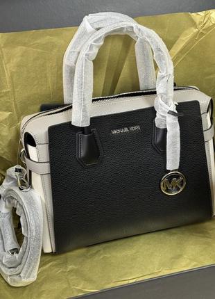 Сумка michael kors mercer medium color-block leather belted satchel10 фото