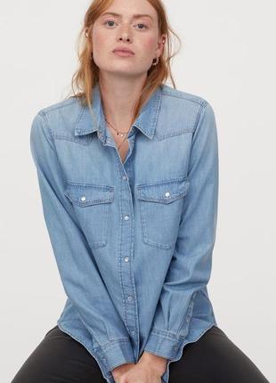Красивая джинсовая рубашка на кнопках, размер м от jennifer taylor10 фото