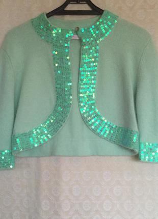 Ангоровое болеро м'ятного кольору