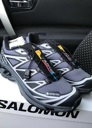 Кроссовки водоотталкивающие salomon xt6 s/lab gore tex grey