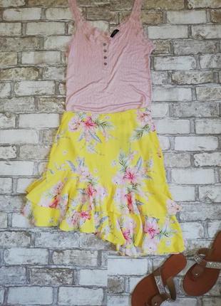 Sale юбка жёлтая в цветочный принт от new look новая1 фото