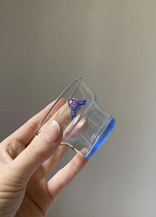 Стеклянный подсвечник синий на чайные свечи с клоуном