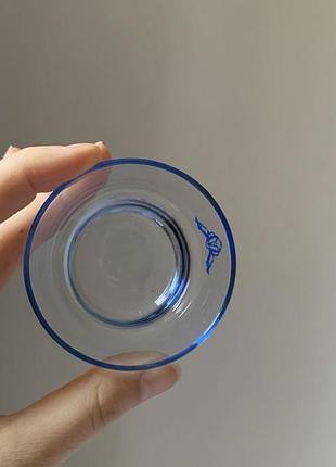 Стеклянный подсвечник синий на чайные свечи с клоуном