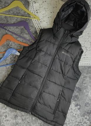 Жилет теплый пуховой mountain warehouse uk 12 eur 40 m термо жилетка пух перо черная безрукавка с капюшоном