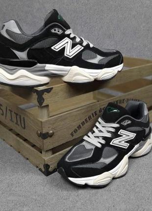 Круті кросівки new balance 9060 black grey  замшевые демисезонные кроссовки нью беланс 9060 чёрные  с серым и бежевым2 фото