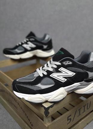 Круті кросівки new balance 9060 black grey  замшевые демисезонные кроссовки нью беланс 9060 чёрные  с серым и бежевым3 фото