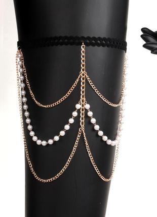 Гартер, браслет на бедро, браслет на ногу, цепочка на ногу3 фото