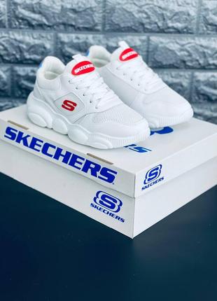 Женские кроссовки skechers белые текстиль кроссовки скечерс