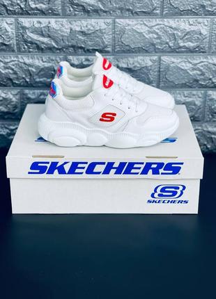 Женские кроссовки skechers белые текстиль кроссовки скечерс4 фото