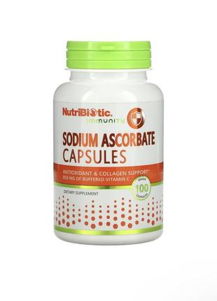 Sodium ascorbate - 100 капсул - nutribiotic - Содиум ассорбат - аскорбат натрия