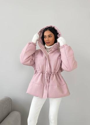 Премиум приталенный розовый пуховик барби xs s m l ⚜️ зимняя теплая куртка с капюшоном -20°4 фото