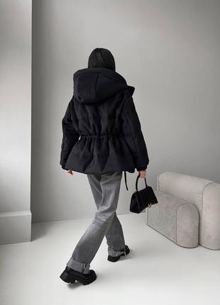 Черни приталенный пуховик с капюшоном премиум xs s m l ⚜️ черная зимняя куртка собственное производство4 фото