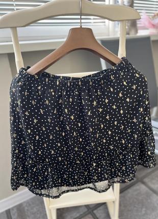 Короткая шифоновая юбка в горошек