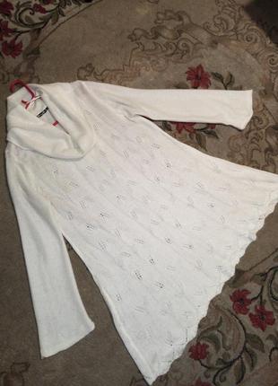 Трикотажной вязки,белое платье-туника-трапеция,бохо,большого размера,havana4 фото