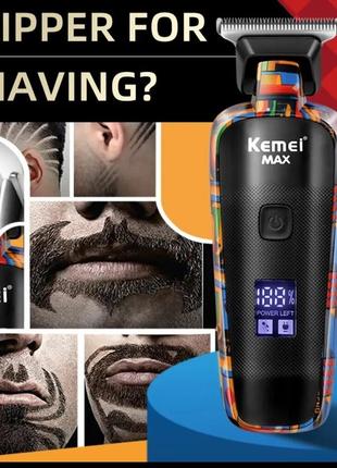 Професійна машинка для стрижки волосся та бороди kemei km-max5090 graffiti акумуляторна бездротова