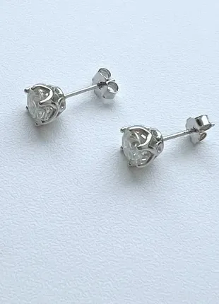 Срібні сережки з діамантами муассанітами 0,5 см7 фото