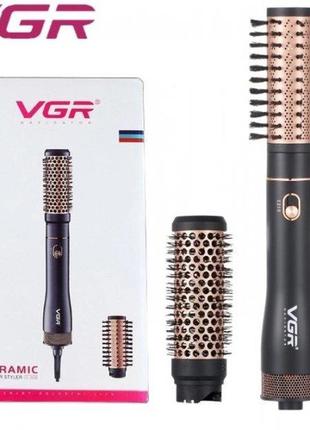 Фен расческа vgr v-559 для завивки и сушки волос керамическое покрытие 2 скорости 2 насадки1 фото