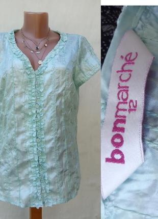 М'ятна атласна обалденная легка блуза bonmarche 🍸 з гудзичками крижинки 💎1 фото