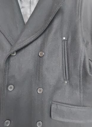 Мужское черное двубортное пальто burton menswear со смесью шерсти10 фото