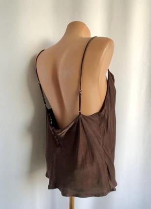 Zara коричневый топ в бельевом стиле сатин атлас на бретелях нежный нарядный5 фото