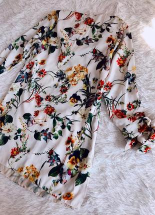 Нежное платье george в цветочный принт с бантами на рукавах8 фото