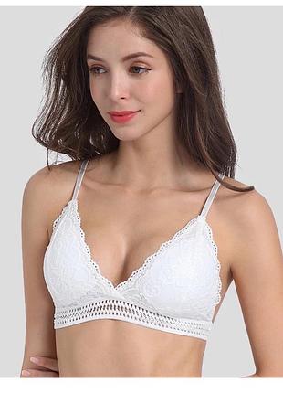 Кружевной бюстгальтер белый / бюстье / бра / лифчик / нижнее белье