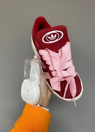 Adidas campus scarlet / pink premium кроссовки кеды