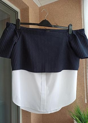 Красивая стильная двухслойная блуза на плечи3 фото