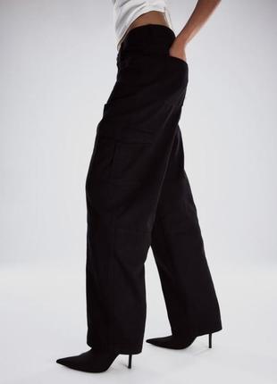 Брюки карго h&amp;m с карманами джинсы палаццо1 фото
