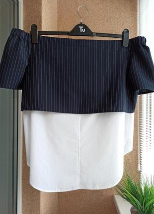 Красивая стильная двухслойная блуза на плечи4 фото