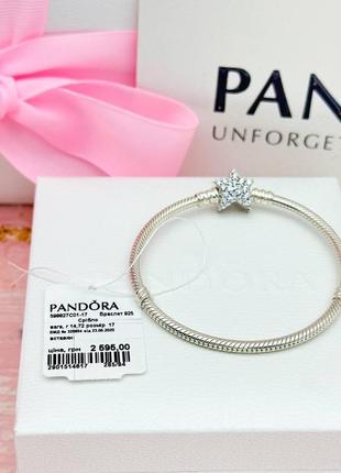 Браслет серебро пандора pandora silver s925 ale с биркой серебряный со звездой звезда2 фото