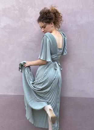 Бірюзова сукня асос, вечернее платье с декольте, шифоновое платье сарафан3 фото