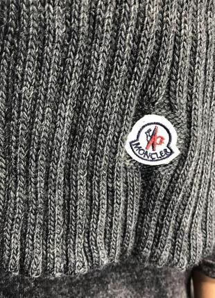 Зимний комплект moncler winter hat knitted pompon and scarf dark gray8 фото