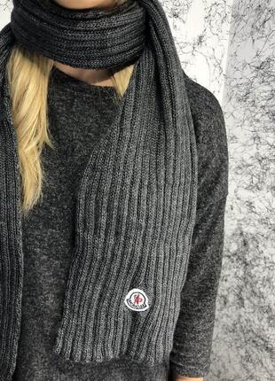 Зимний комплект moncler winter hat knitted pompon and scarf dark gray7 фото