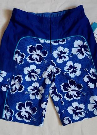Стильные синие в цветы шорты плавки "basic one" франция на мальчиов 6,8,10 и 12 лет