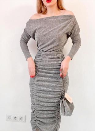 Сіра люрексова сукня4 фото