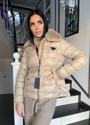 Куртка люкс , натуральне хутро у стилі prada