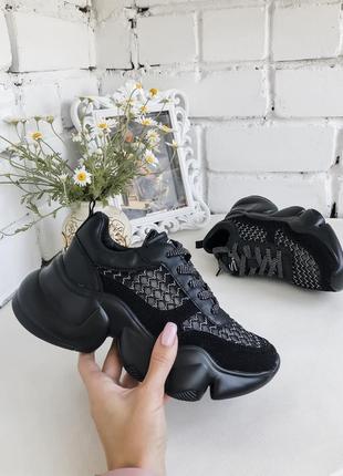 Чорні кросівки з сіткою на платформі, кросівки