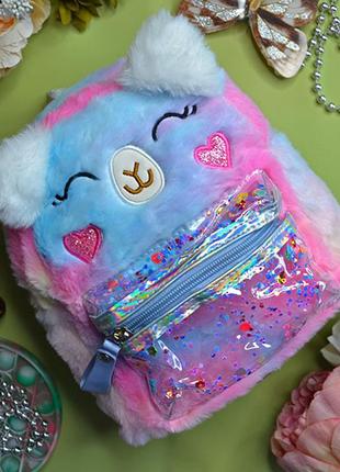 Рюкзак для девочек с цветным мехом размер 23х22х10 см8 фото