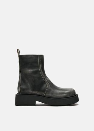 Кожаные ботинки с потертостями zara 3112/310