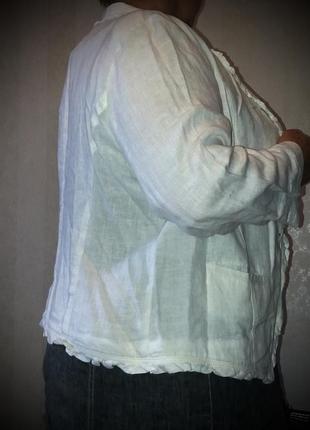 Актуальный белый льняной жакет,54-58разм.,promiss8 фото
