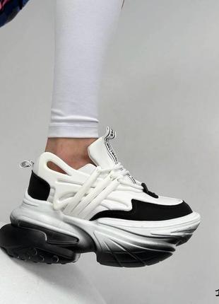 Стильные черно-белые женские кроссовки6 фото